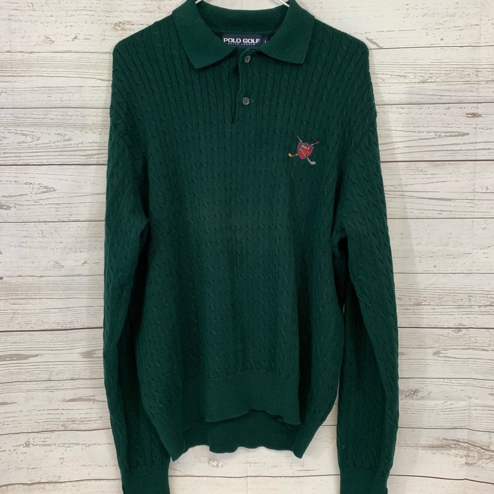 Vintage Polo Golf Ralph Lauren CableKnit Sweater L